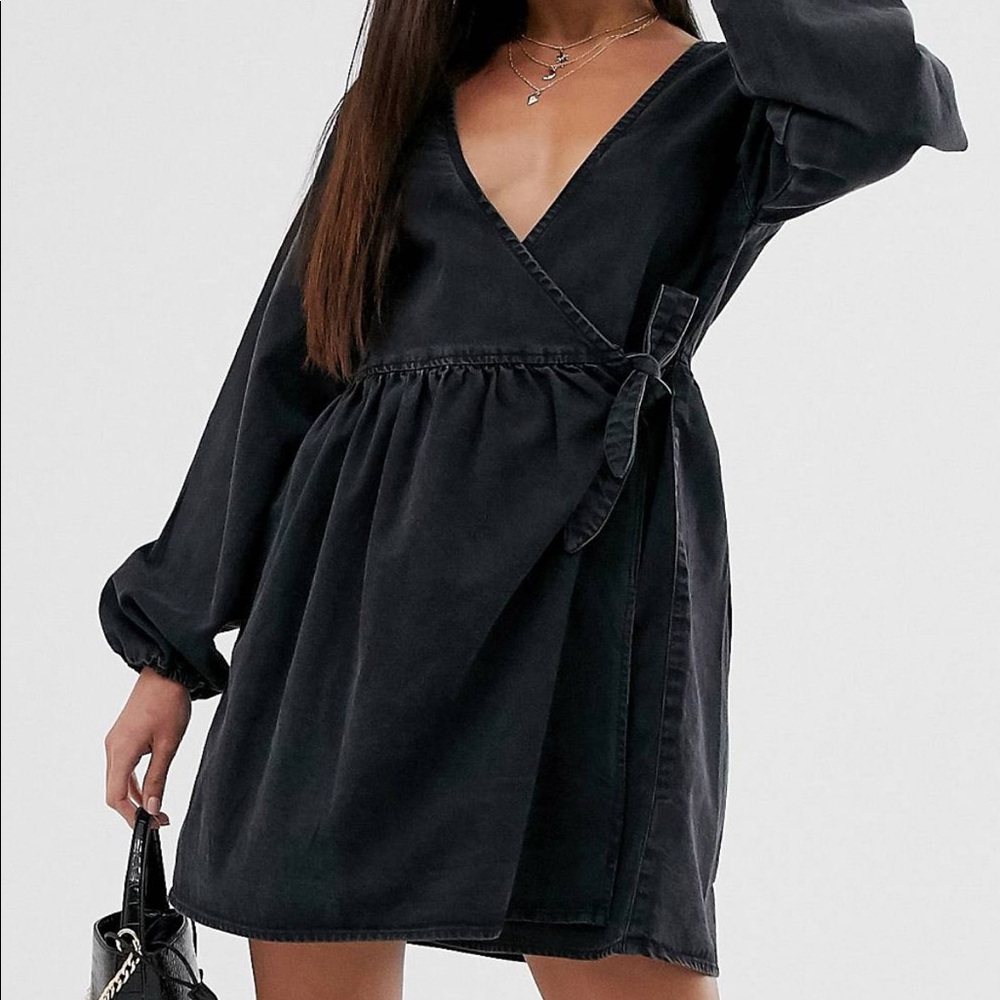 Black wrap denim dress from ASOS